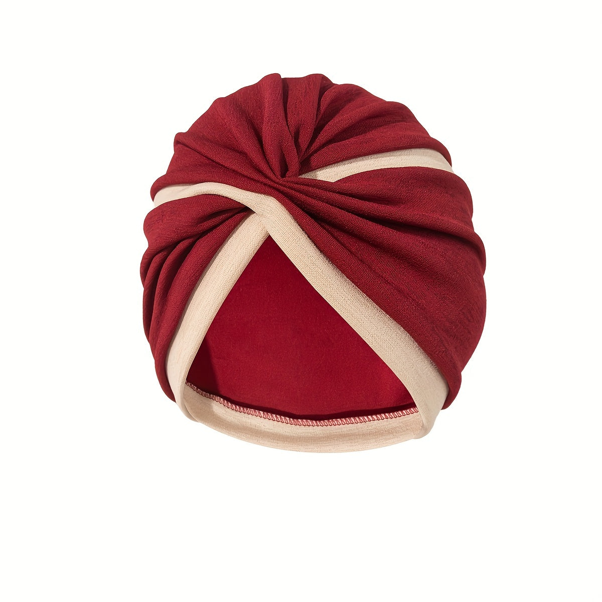 Knotted Pleated Turban Block Head Wrap Women Bandana Elastic Beanie Chemo Cap