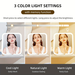 LED Lighted Travel Makeup Mirror 360 Rotatable Vanity Mirror