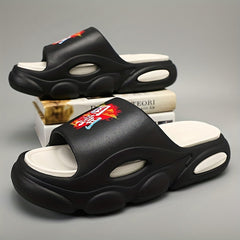 Men's Letters Print Non Slip Platform Slides