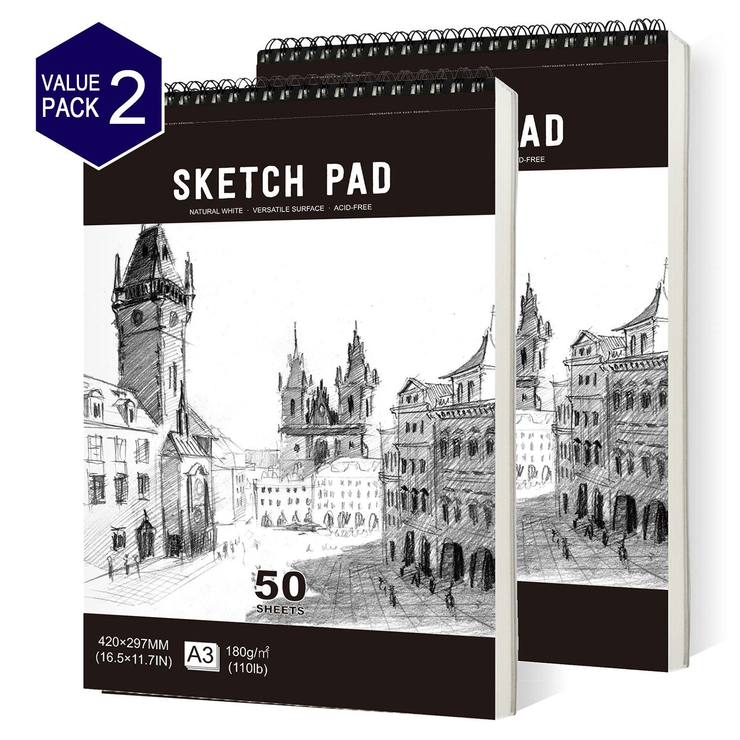 High Sketchbook 180gsm Thick Paper 100 Pages Spiral Bound