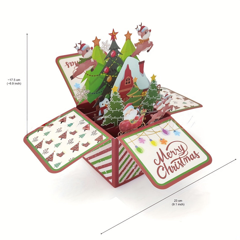 Christmas Deer 3D Pop Up Box Greeting Card with Envelopes