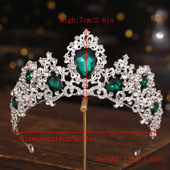 Green Crystal Crown Rhinestone Tiara Wedding Hair Accessories