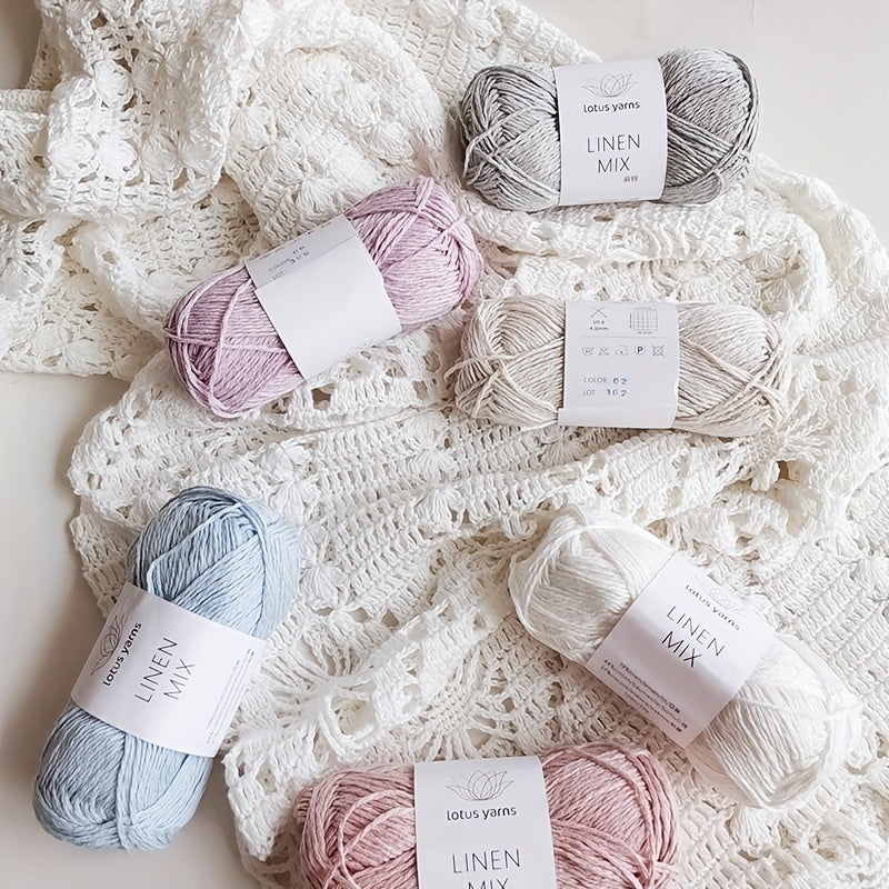 2pcs 393 Feet 50g Lotus Linen Mix Yarn Soft For DIY Hand Crochet/Knittin