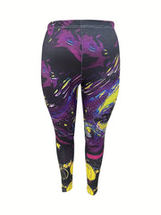 Women's Plus Witch & Pumpkin Print High Rise Yoga Leggings