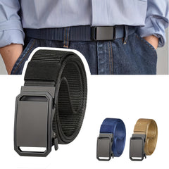 Business Casual Belt with Auto Buckle Nylon Braided Inner Belt