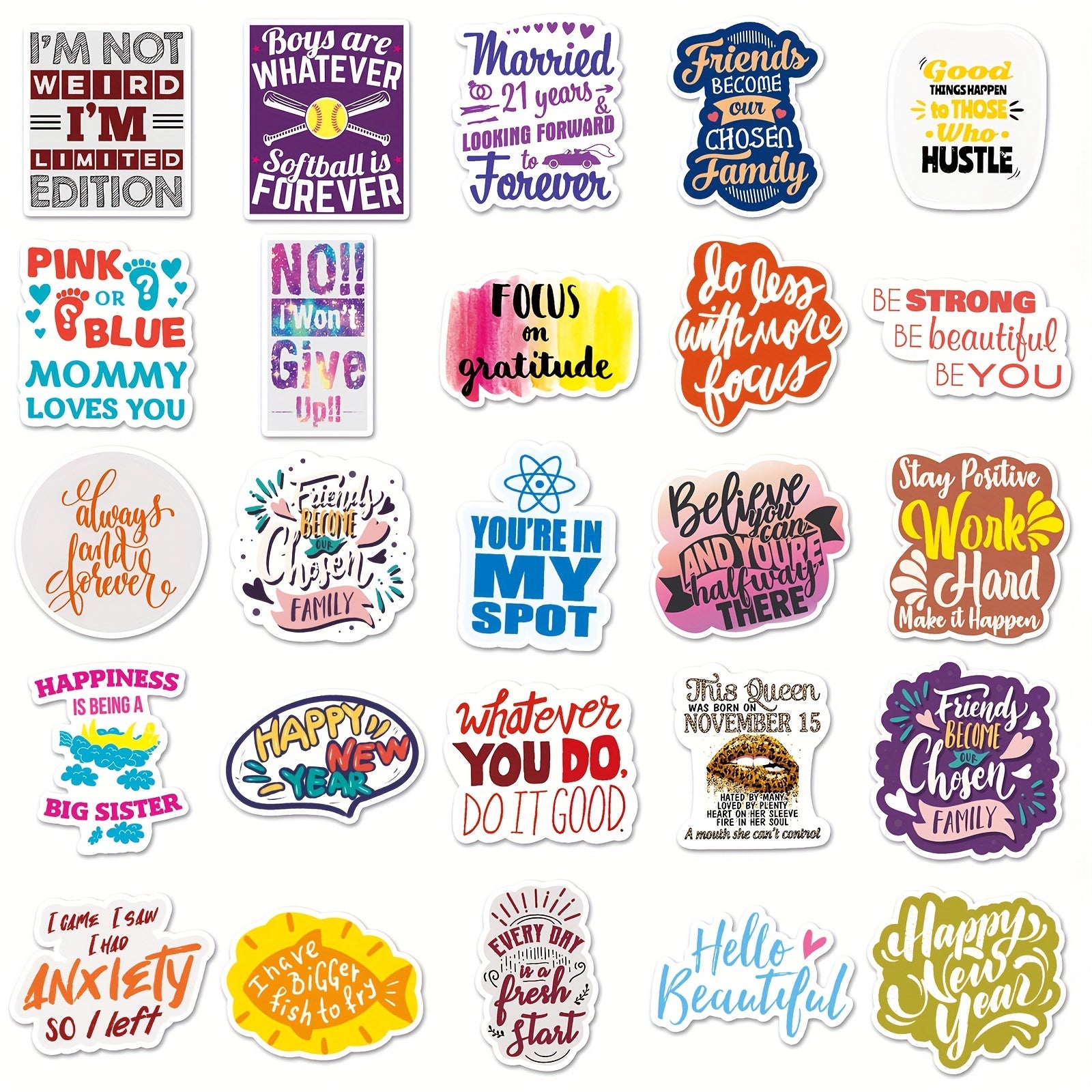 50pcs Inspirational Phrase Series Stickers for Phone Laptop Helmet Skateboard