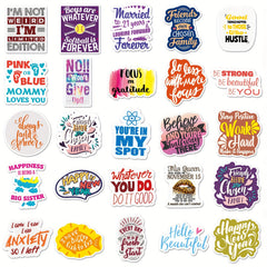 50pcs Inspirational Phrase Series Stickers for Phone Laptop Helmet Skateboard