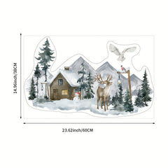 Christmas Stickers Wooden House Snowman Reindeer PVC Glass Stickers