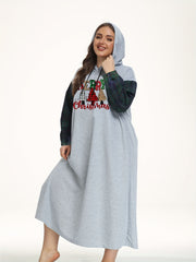 Women's Plus Plaid Christmas Tree Hooded Nightdress
