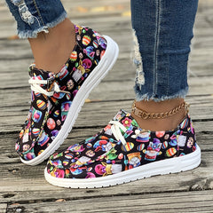 Easter Egg Print Canvas Sneakers for Women