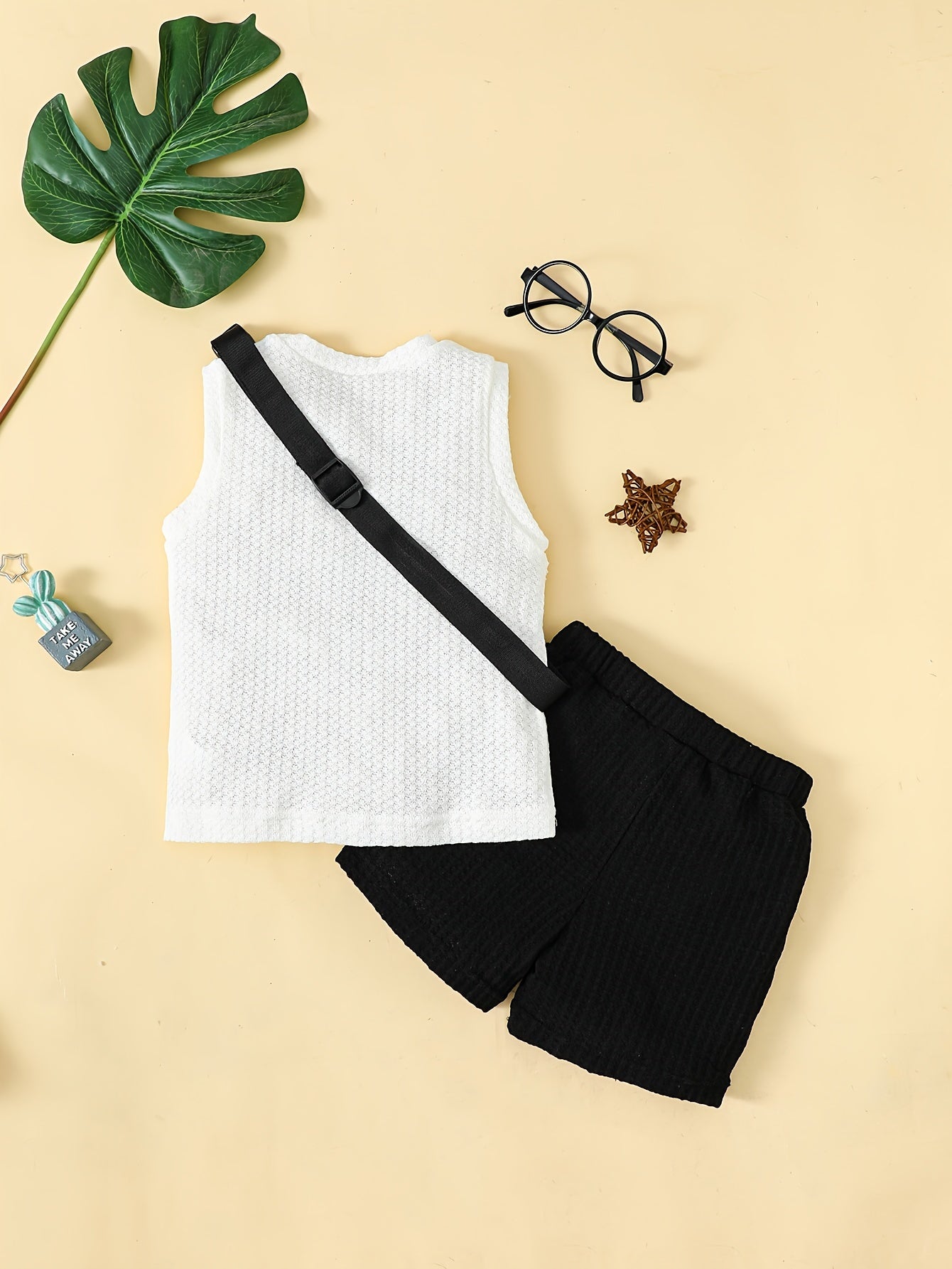Boys Casual T shirt & Shorts Set with Crossbody Bag - Summer Holiday Party