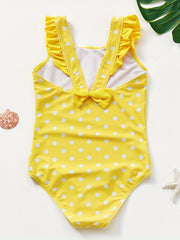 Girls' Polka Dot & Bowtie Swimsuit 3-10y
