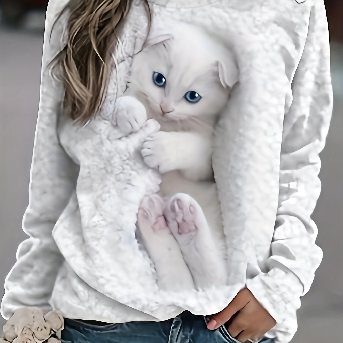 Leopard Print Crew Neck Sweatshirt Long Sleeve Women's Clothing