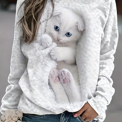 Leopard Print Crew Neck Sweatshirt Long Sleeve Women's Clothing