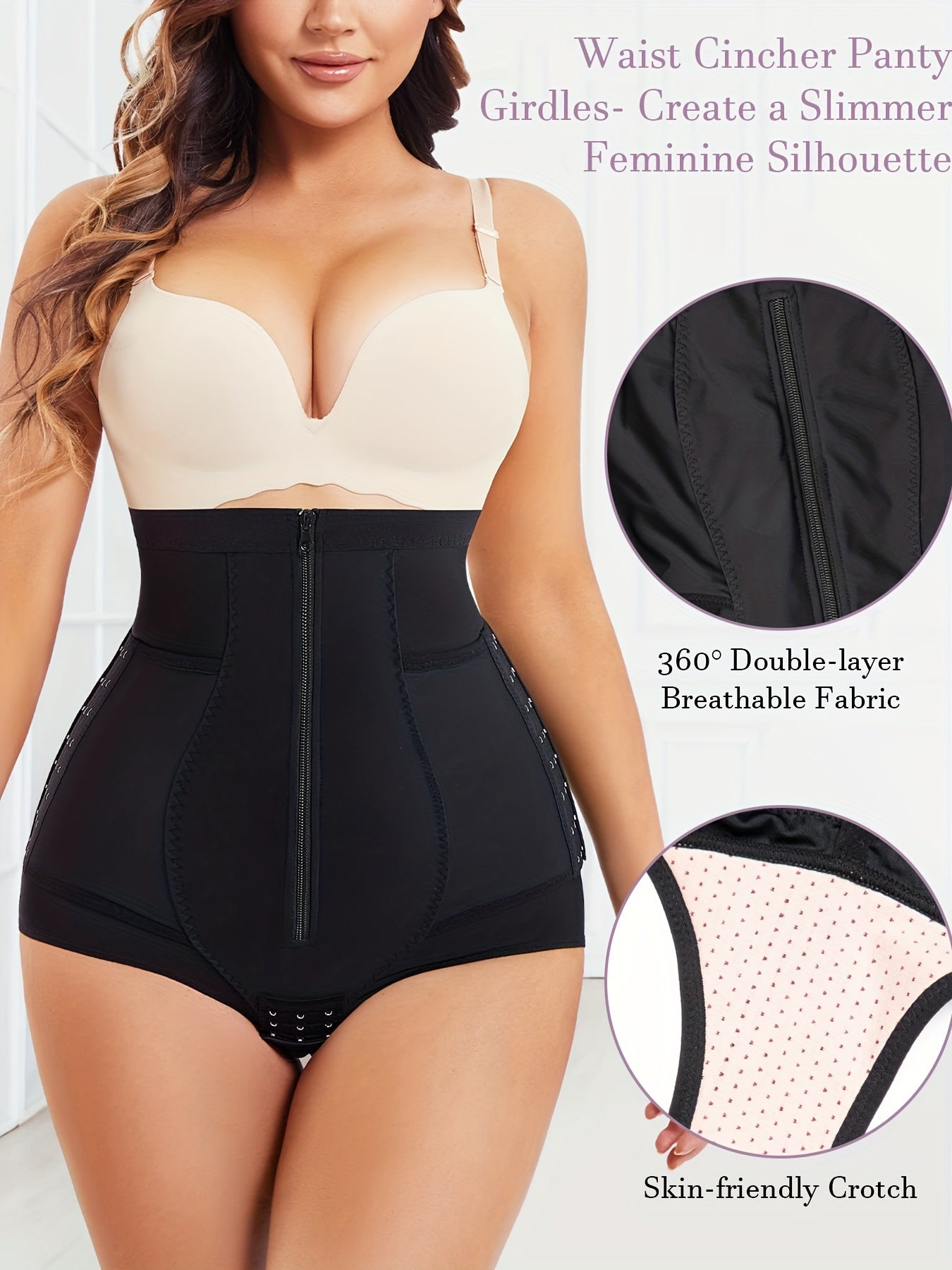 High Waist Zipper Panties Tummy Control Compression Shapewear