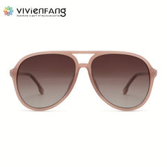 VIVIENFANG Aviator Sunglasses Polarized Retro Frame TR90 Unisex Jelly Powder
