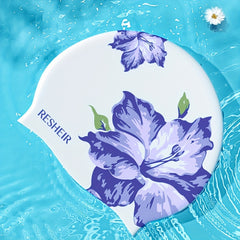 Printed Silicone Swimming Cap Waterproof Non-slip Elastic Long/Short Hair
