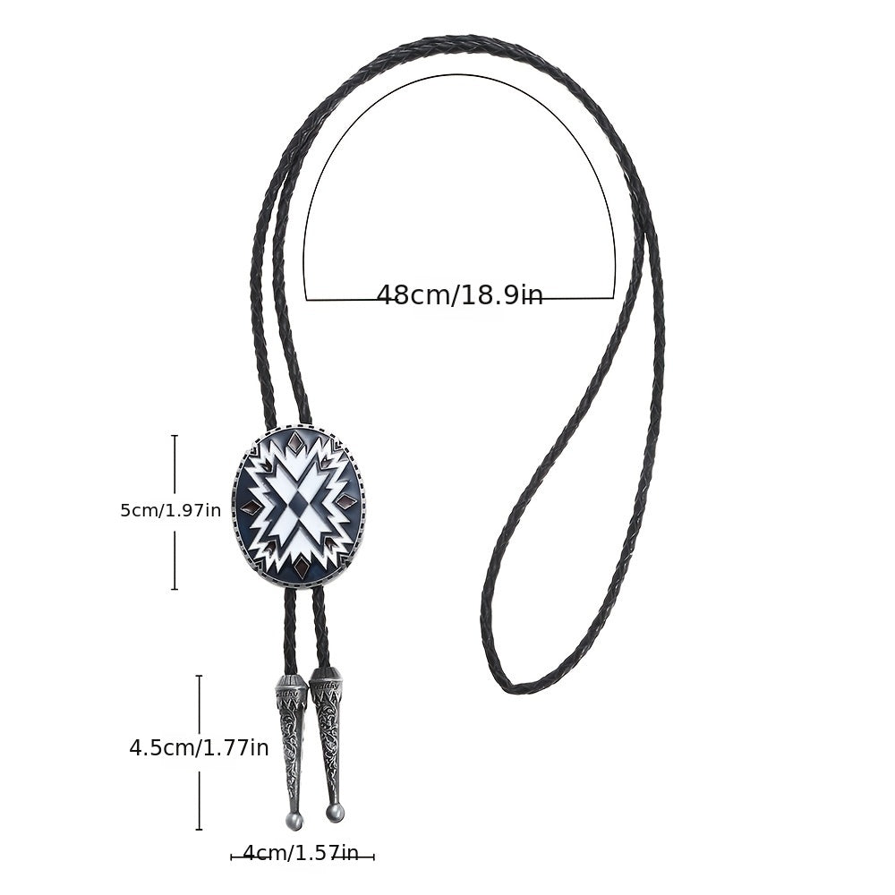 Men's Western Style Tie Necklace with Metal Accents