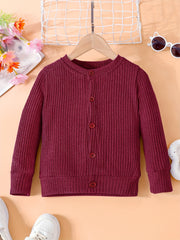Comfy Toddler Girls Knit Cotton Long Sleeve Cardigan for Autumn Winter