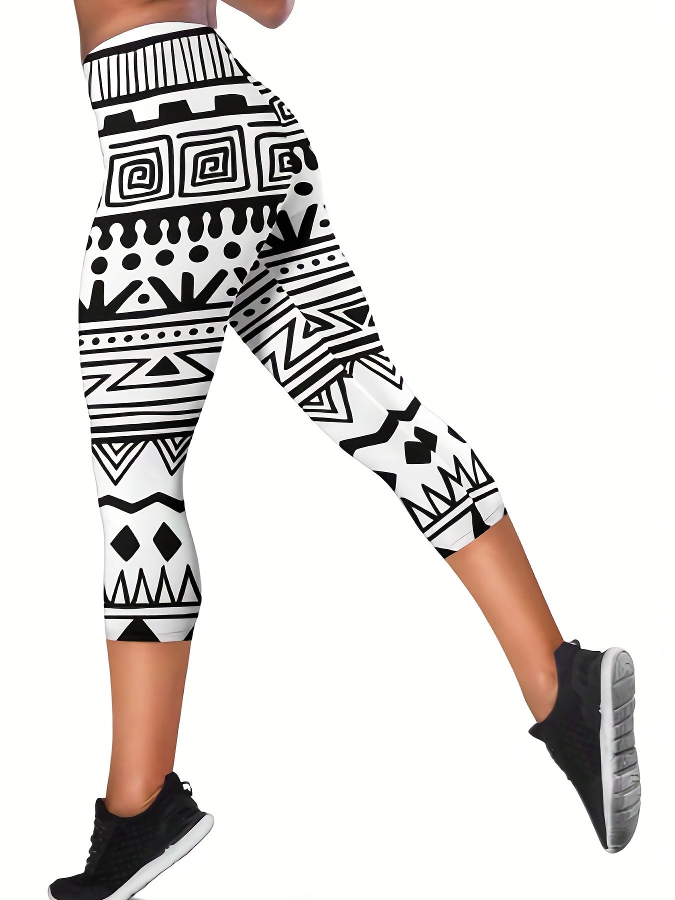 Geometric Print Skinny Capris Leggings for Women