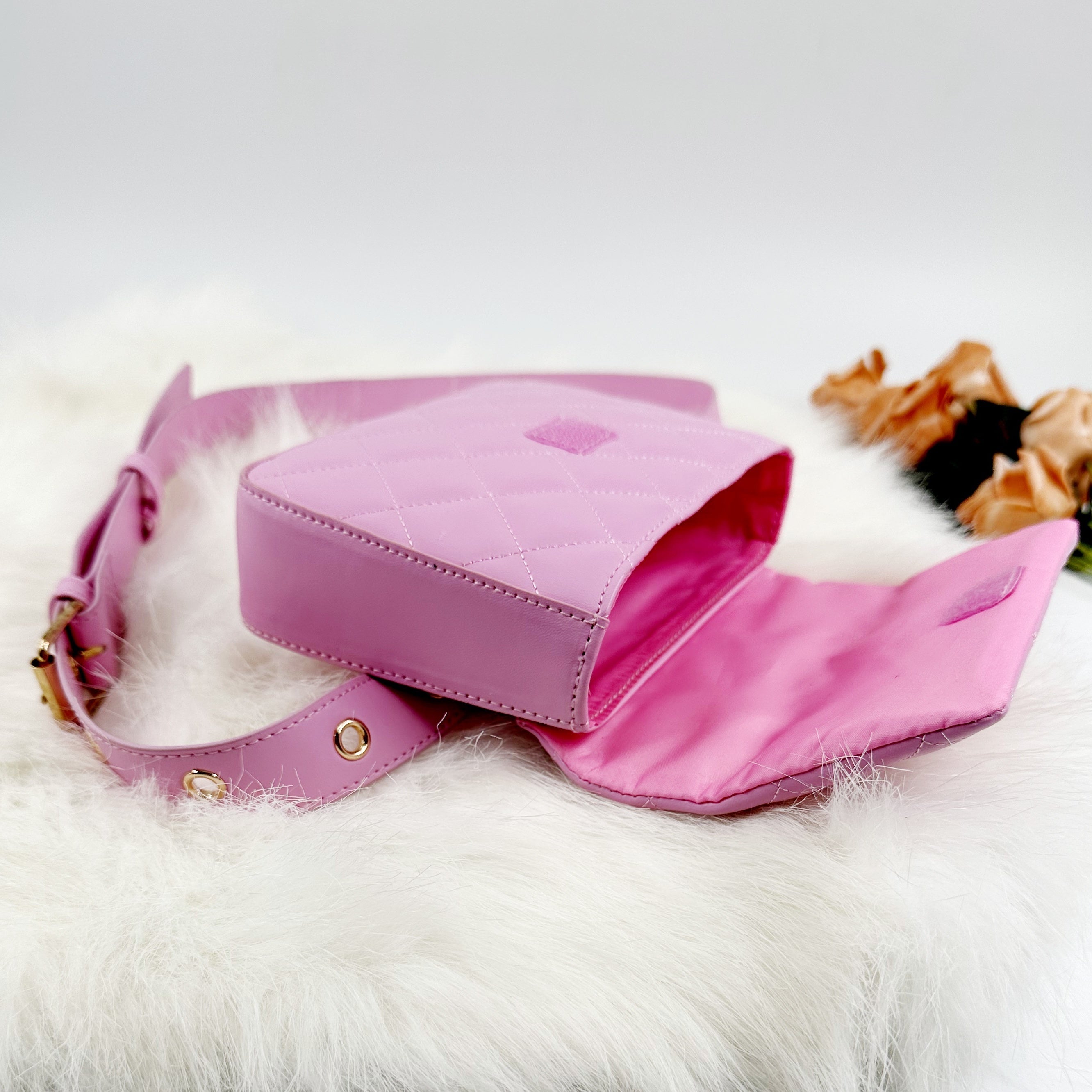 Casual Quilted Square Waist Bag For Girls