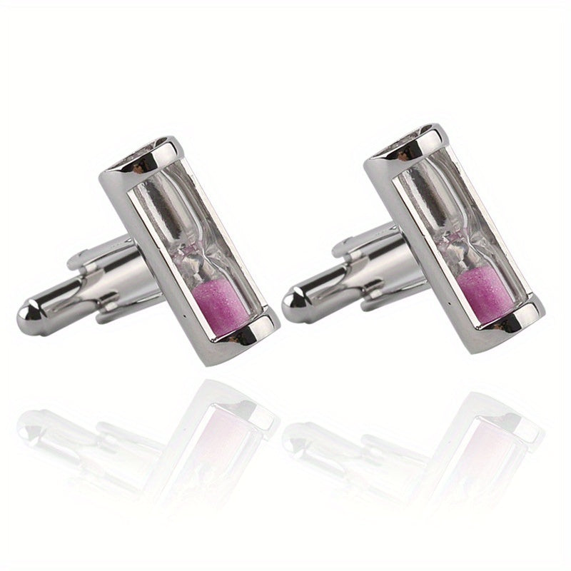 Time Hourglass Crystal Cufflinks for Men