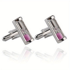 Time Hourglass Crystal Cufflinks for Men