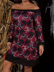 Halloween Gothic Dress Women's Plus Skull Print