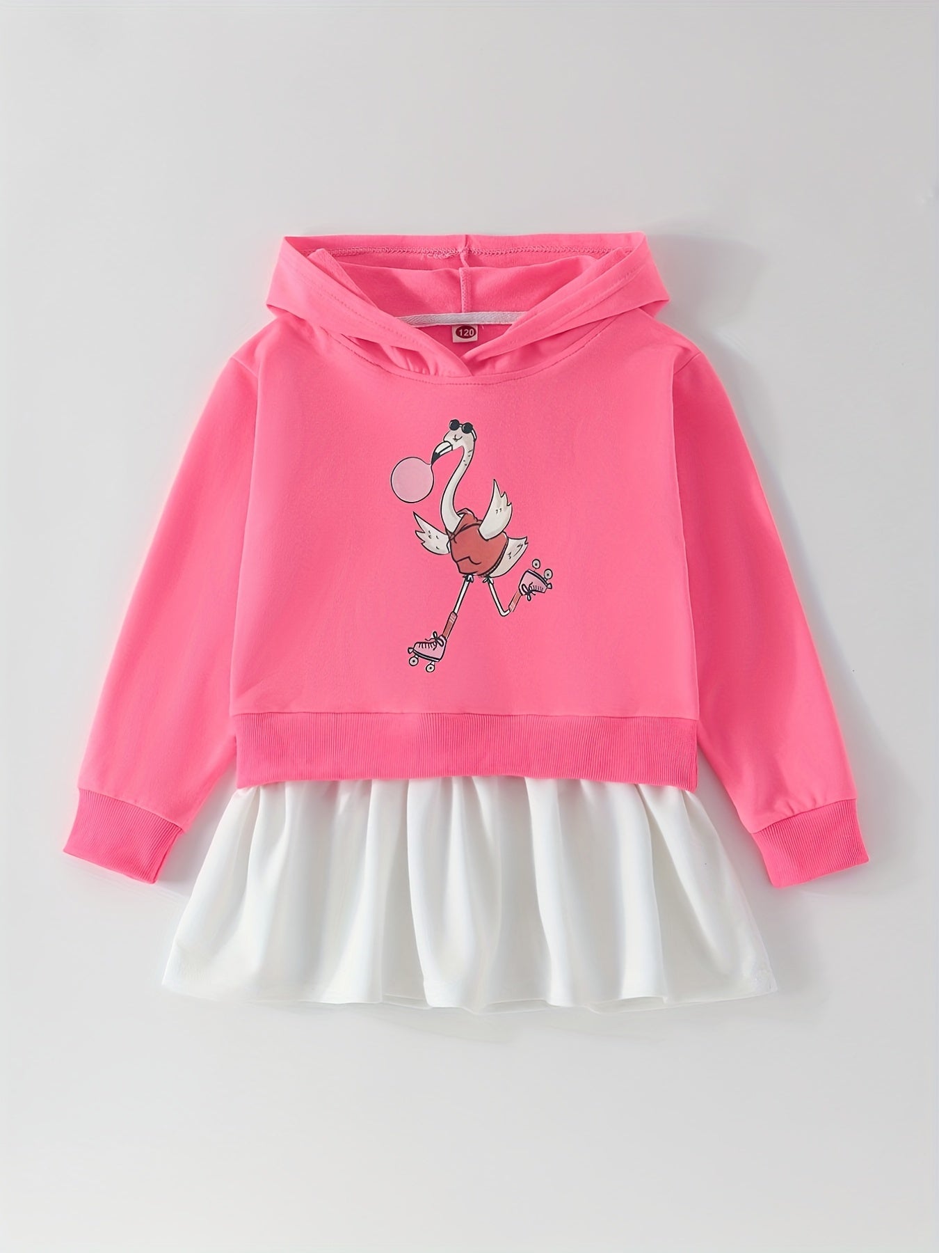 Toddler Girls Cartoon Animal Hooded Dress Comfy Casual Sweatshirt Dresses