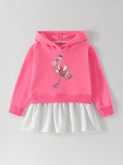 Toddler Girls Cartoon Animal Hooded Dress Comfy Casual Sweatshirt Dresses
