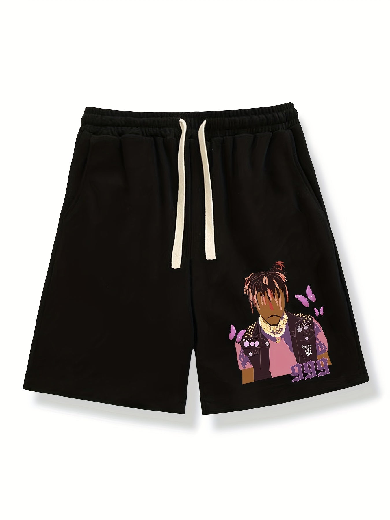 Boy With Butterflies Shorts Men's Summer Casual Graphic Drawstring
