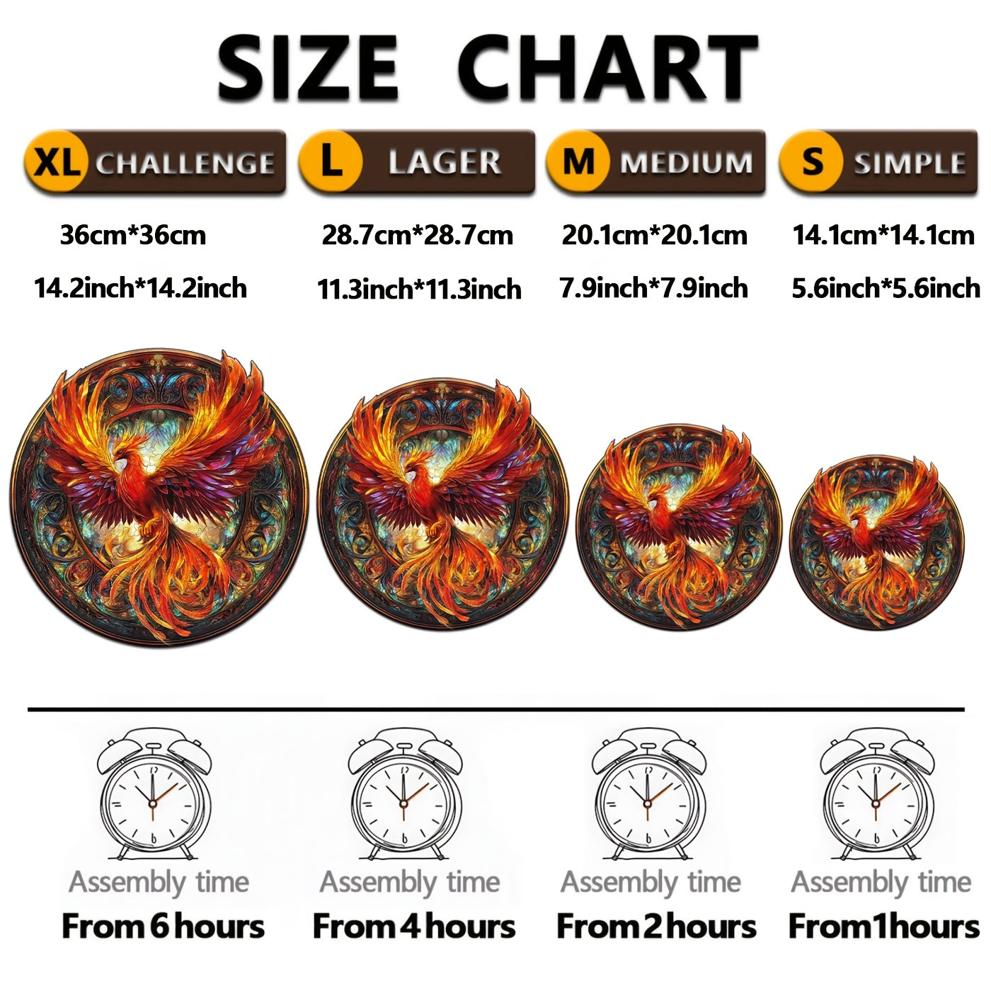 Mandala Style Wooden Puzzle Phoenix Animal Shapes Brain Teaser Decorative Box