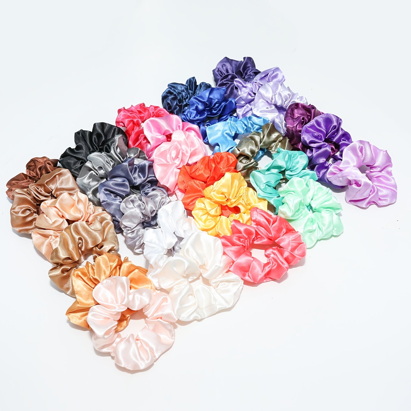 30pcs Solid Stain Hair Scrunchies for Women Girls - Soft Silk Scrunchie