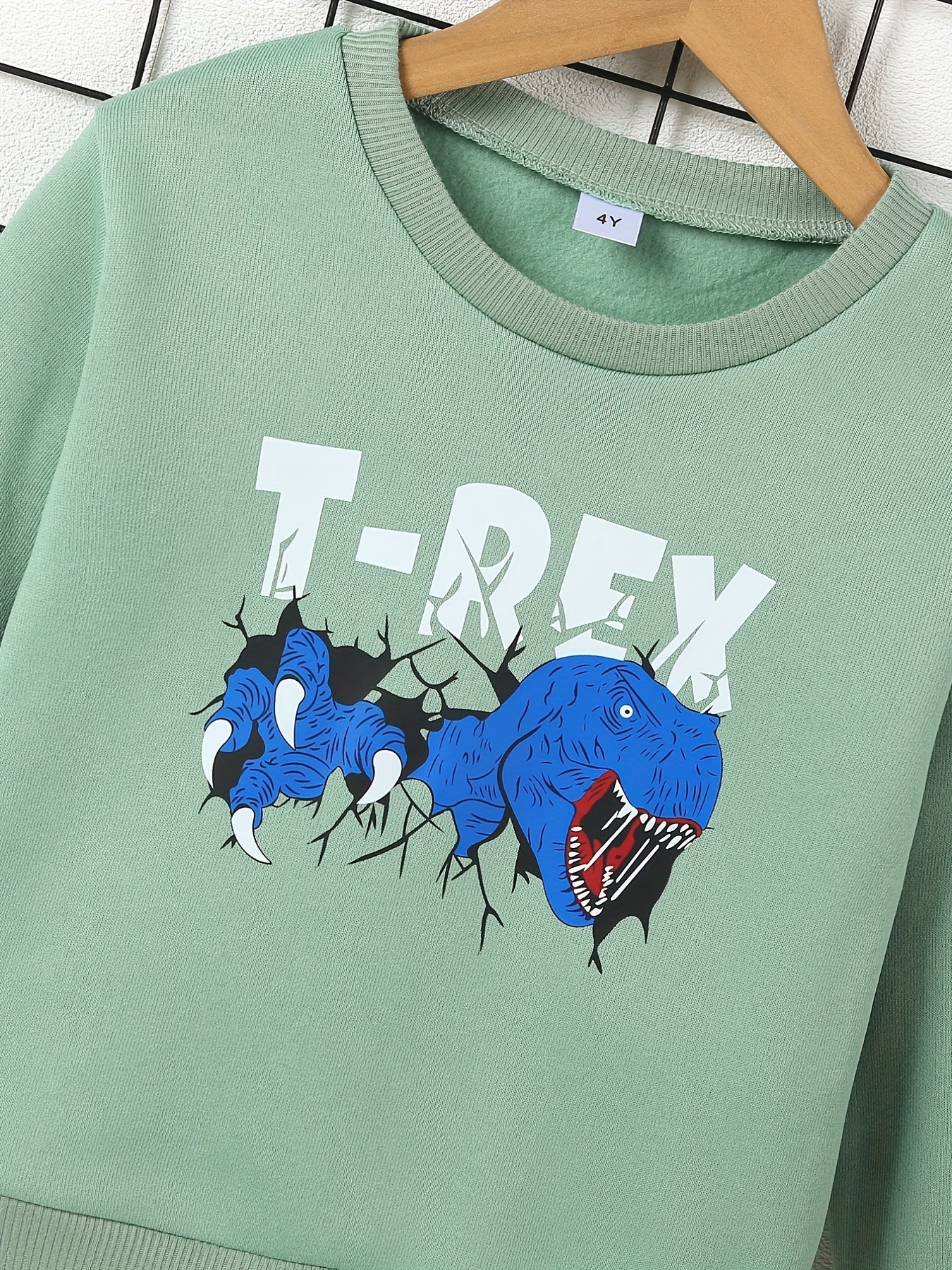 T REX Print Kid's Thermal Sweatshirt Long Sleeve Top