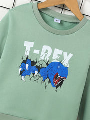 T REX Print Kid's Thermal Sweatshirt Long Sleeve Top