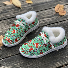 Women's Christmas Snow Boots Winter Plush Comfort Warm Flats