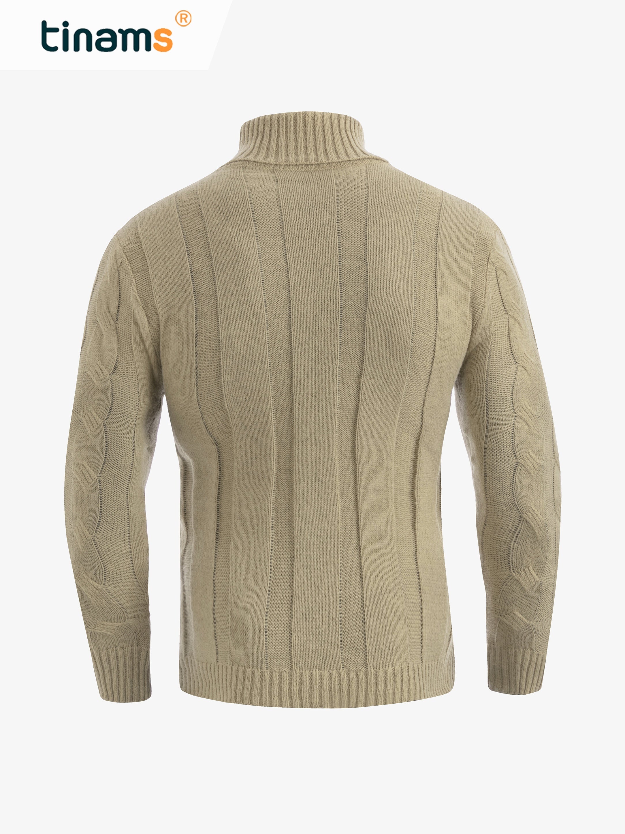 Men's Knit Turtleneck Sweater Warm Khaki Top