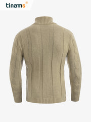 Men's Knit Turtleneck Sweater Warm Khaki Top