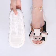 Cow Platform Slippers Open Toe Linen Sole Non Slip Shoes