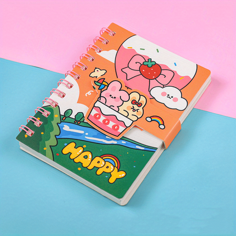 Cartoon Magnetic Buckle Coil Mini Pocket Notepad Stationery Notebook