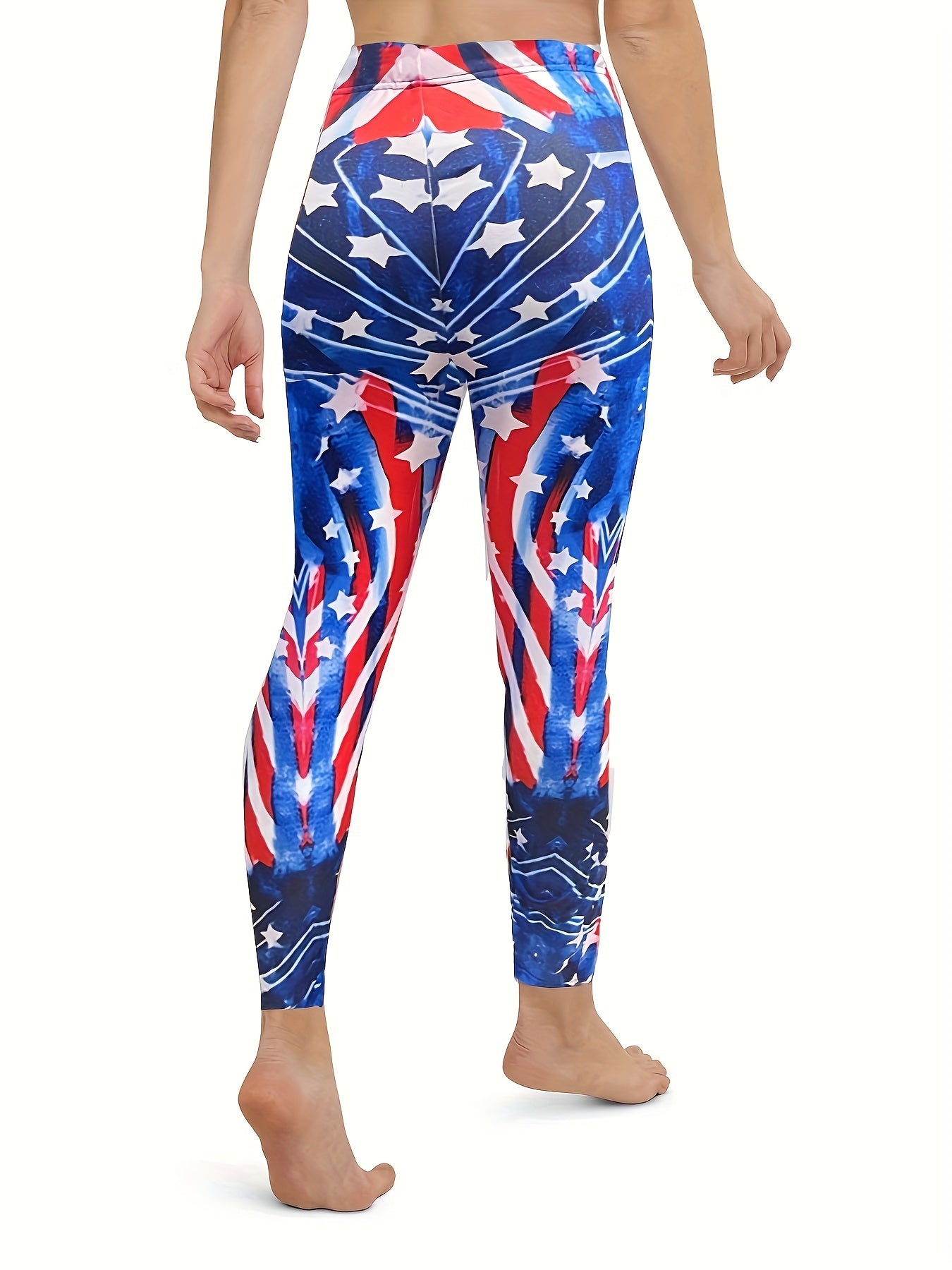 Flag Print Skinny Leggings High Waist Stretchy Leggings