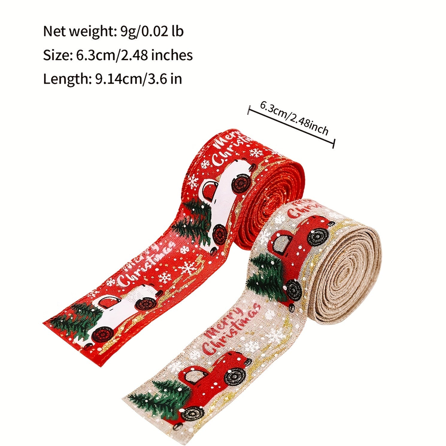 1pc 4 57 Meter Christmas Ribbon Wired Red Truck Burlap Ribbon