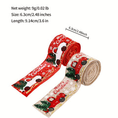 1pc 4 57 Meter Christmas Ribbon Wired Red Truck Burlap Ribbon