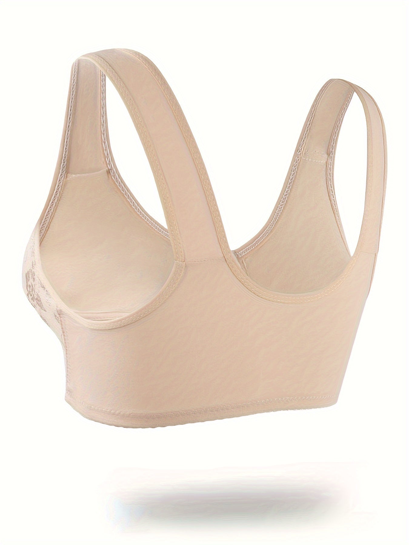 Floral Jacquard Button Front Soft Lace Bra