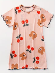 Girls Casual Dress Short Sleeve Long T shirt Pajamas