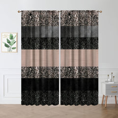 2pcs Bright Printed Curtains Rod Pocket Top Window Drapes