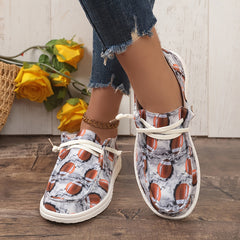 Women's Rugby Pattern Skate Shoes Lightweight Lace Up Canvas Shoes
