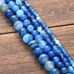 4-12mm Iace Agates Beads Smooth Natural Stone Round Loose Beads