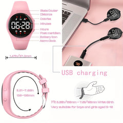 Kids LED Fitness Tracker Watch Non Wireless Digital Pedometer Waterproof