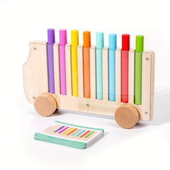 Wooden Matching Bus Toy for Kids 3-6 Years